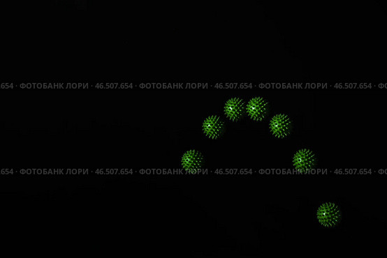 Стробоскопическая фотография движущегося зеленого шара на темном фоне. Стоковое фото, фотограф Pixel_shot / Фотобанк Лори