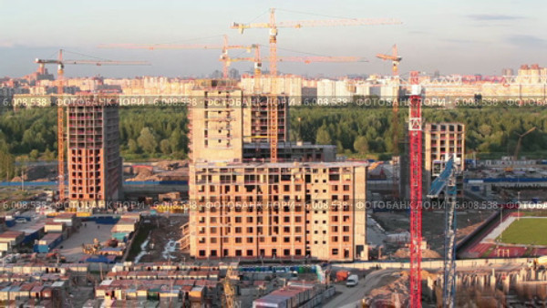 Строительная площадка нового квартала "Балтийская жемчужина", Санкт-Петербург (2014 год). Редакционное видео, видеограф Кекяляйнен Андрей / Фотобанк Лори
