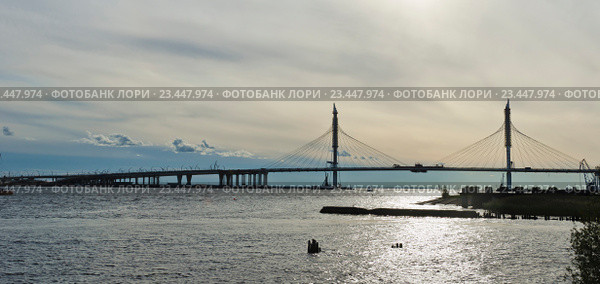 Строительство моста через Петровский канал, центральная часть Западного скоростного диаметра, Санкт-Петербург (2016 год). Стоковое фото, фотограф Алина Сбитнева / Фотобанк Лори