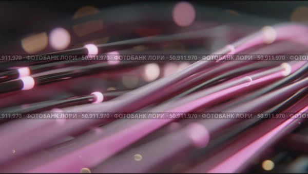 Stunning close-up of glowing fiber optic cables showcasing vibrant colors and intricate details. Стоковое AI-видео, аниматор Сергей Толмачёв / Фотобанк Лори