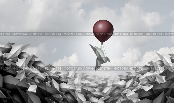 Success tool concept as an entrepreneurial business metaphor rising above the competition for successful thinking as an innovator with 3D illustration elements. Стоковое фото, агентство Ingram Publishing / Фотобанк Лори