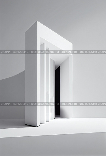 Superb minimalism. Entrance to a building with rectangular columns. Стоковое AI-изображение, AI-художник Евгений Ткачёв / Фотобанк Лори