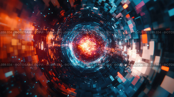 superposition glitch-transitioning quantum particle ai generated. Стоковое AI-изображение, AI-художник Vectorwin / Фотобанк Лори