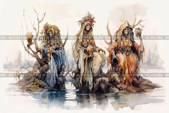 Swamp spirit, mythology, illustration, watercolor style, Generative AI. Стоковое AI-изображение, AI-художник Анна Кривицкая / Фотобанк Лори