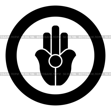 Symbol Natib Qadish Kappu palm Hamsa Levantian neo paganism neopaganism religious symbol Hand indian paganism icon in circle round black color vector illustration image solid outline style simple. Symbol Natib Qadish Kappu palm Hamsa Levantian neo paganism neopaganism religious symbol Hand indian paganism icon in circle round black color vector illustration image solid outline style. Стоковая иллюстрация, агентство Ingram Publishing / Фотобанк Лори