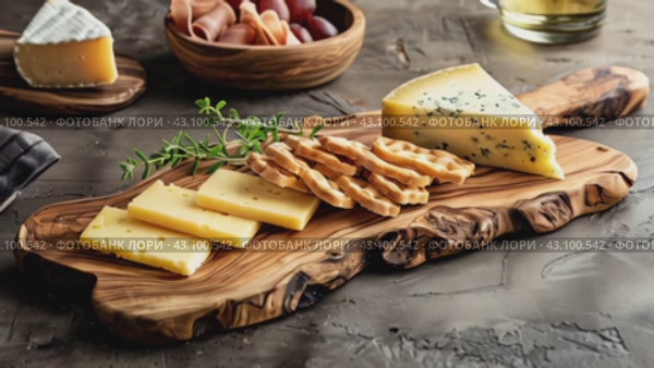 Сырная тарелка для гурманов: изысканное сочетание вкусов. Стоковое AI-видео, аниматор Анна Добрыдень / Фотобанк Лори
