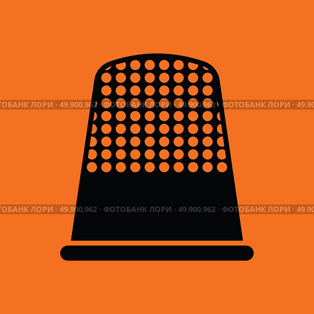 Tailor thimble icon. Orange background with black. Vector illustration. Стоковая иллюстрация, агентство Ingram Publishing / Фотобанк Лори