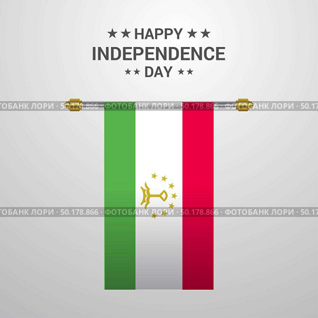 Tajikistan Independence day hanging flag background. Стоковая иллюстрация, агентство Ingram Publishing / Фотобанк Лори