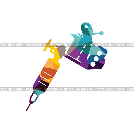 Tattoo Machine Two Coil Figure vector illustrator Isolated on white background. Стоковая иллюстрация, агентство Ingram Publishing / Фотобанк Лори