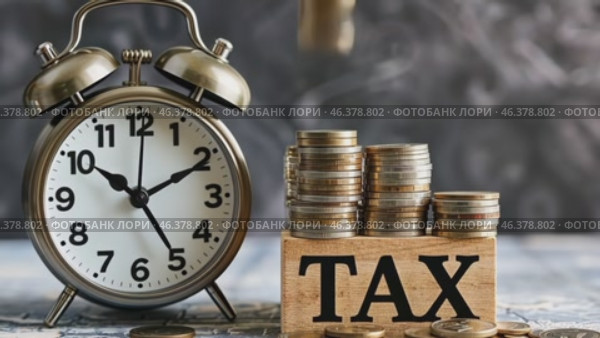 Tax season. Taxation. Word Tax on wooden blocks, calculator, coins stack, clock. Paperwork, financial research, report. Calculation tax. Personal banking. Finance. Planning budget. Calculating expense. Стоковое AI-видео, аниматор Марина Демидюк / Фотобанк Лори