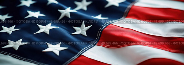 Текстура американского флага вблизи. Стоковое AI-изображение, AI-художник Александр Жуков / Фотобанк Лори