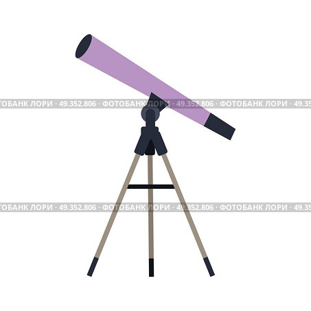 Telescope vector in flat style. Astronomical observations. Observatory equipment and instruments. Illustration for scientific and educational concepts. Isolated on white background. Telescope Vector Illustration in Flat Style Design  Web. Telescope Vector Illustration in Flat Style Design  Web. Стоковая иллюстрация, агентство Ingram Publishing / Фотобанк Лори