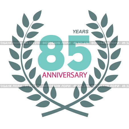 Template Logo 85 Anniversary in Laurel Wreath Vector Illustration EPS10. Template Logo 85 Anniversary in Laurel Wreath Vector Illustratio. Стоковая иллюстрация, агентство Ingram Publishing / Фотобанк Лори