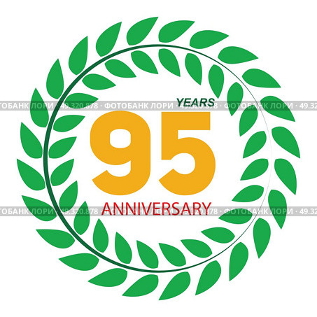 Template Logo 95 Anniversary in Laurel Wreath Vector Illustration EPS10. Template Logo 95 Anniversary in Laurel Wreath Vector Illustratio. Стоковая иллюстрация, агентство Ingram Publishing / Фотобанк Лори