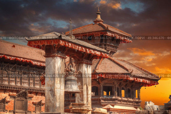 Temples of Durbar Square in Bhaktapur, Kathmandu valey, Nepal. Стоковое фото, агентство Ingram Publishing / Фотобанк Лори