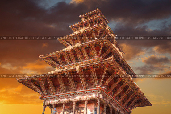 Temples of Durbar Square in Bhaktapur, Kathmandu valey, Nepal. Стоковое фото, агентство Ingram Publishing / Фотобанк Лори