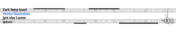 Text elements, horizontal lines, and a tech-themed design feature. Ideal for tech presentations, business reports, educational materials, websites, social media graphics, marketing collateral. Abstract Vector Design with Text, Horizontal Lines and Tech Element in Blue and Black. Стоковая иллюстрация, агентство Ingram Publishing / Фотобанк Лори