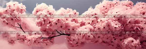 The Blushing Blossom: A Vibrant Pink Tree Adorned With an Abundance of Pink Flowers. Стоковое AI-изображение, AI-художник Данила Большаков / Фотобанк Лори
