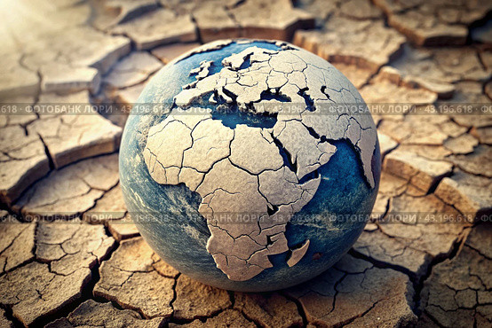 The concept of global warming of the planet earth. Dry and cracked earth, dry due to lack of rain. The effects of climate change. Стоковое AI-изображение, AI-художник Photojuli / Фотобанк Лори