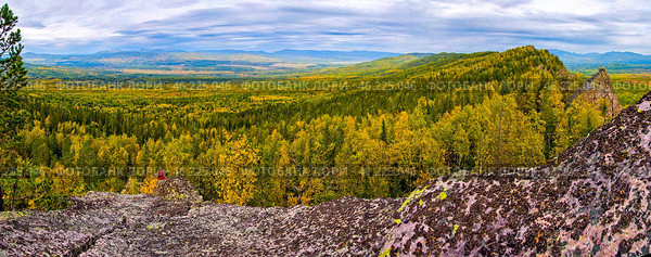 the endless Ural Taiga among the mountains and ridges on a summer day. Стоковое фото, фотограф Акиньшин Владимир / Фотобанк Лори