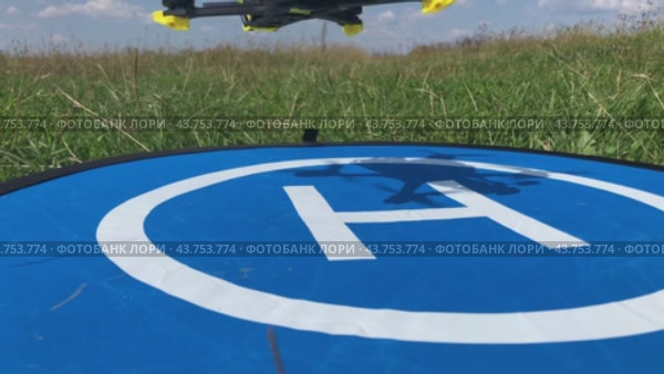 The FPV drone takes off in a green meadow on a bright sunny day. Стоковое видео, видеограф Ярославский Максим / Фотобанк Лори