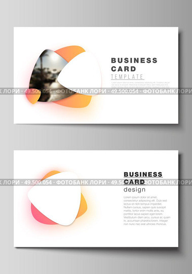 The minimalistic abstract vector illustration of the editable layout of two creative business cards design templates. Yellow color gradient abstract dynamic shapes, colorful geometric template design. The minimalistic abstract vector illustration of the editable layout of two creative business cards design templates. Yellow color gradient abstract dynamic shapes, colorful geometric template design. Стоковая иллюстрация, агентство Ingram Publishing / Фотобанк Лори