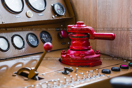 The old train control panel. Train driver. Control devices in the driver's cabin on railway transport. Стоковое фото, фотограф Photojuli / Фотобанк Лори