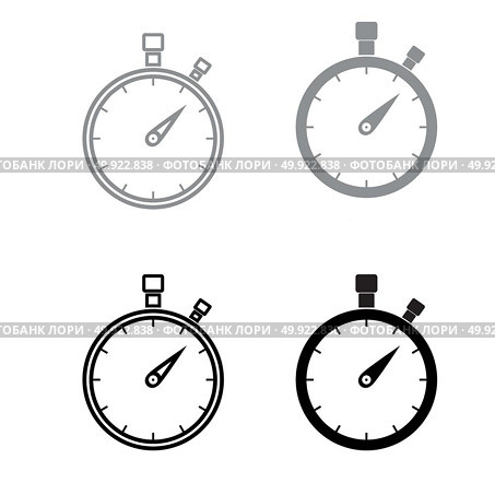 The stopwatch   the black and grey color set icon .. The stopwatch   it is the black and grey color set icon . Стоковая иллюстрация, агентство Ingram Publishing / Фотобанк Лори