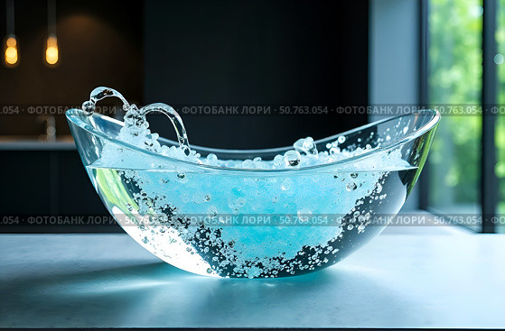 The transparent large sink. Стоковое AI-изображение, AI-художник Галина Эмберг / Фотобанк Лори