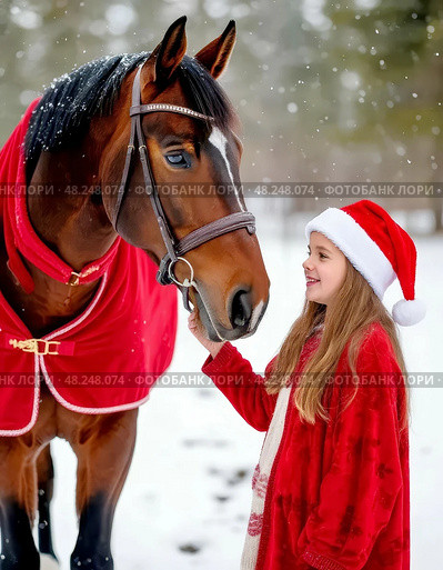 The year 2026 on the Eastern calendar is the year of the red fiery Horse. The red fiery Horse is a sign of purposefulness and triumph. Стоковое AI-изображение, AI-художник Сергей Елизарьев / Фотобанк Лори