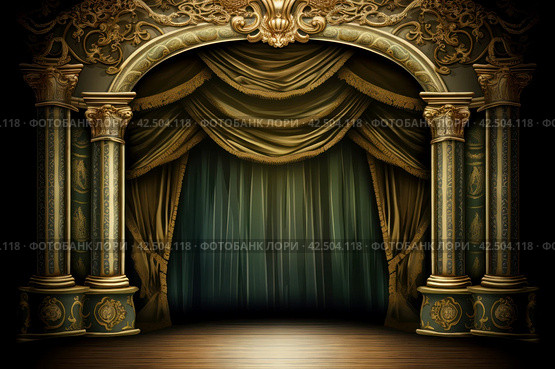Theatrical stage backdrop. Generate ai. Стоковое AI-изображение, AI-художник Иван Рябоконь / Фотобанк Лори