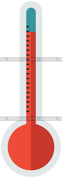 Thermometer icon, glass bulb with mercury. Measuring instrument for air and water temperature. Heated thermometer with red liquid inside. Temperature detection equipment vector illustration. Measuring instrument for air and water temperature. Heated thermometer with red liquid inside. Стоковая иллюстрация, агентство Ingram Publishing / Фотобанк Лори
