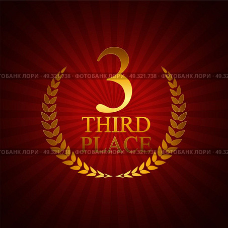 Third Place Laurel Design Label Vector Illustration EPS10. Third Place Laurel Design Label Vector Illustration. Стоковая иллюстрация, агентство Ingram Publishing / Фотобанк Лори