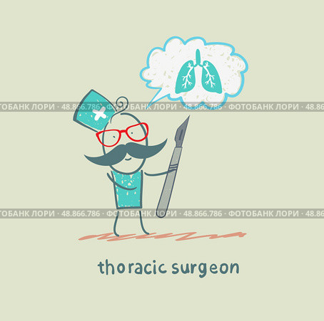 thoracic surgeon holding a scalpel and thinks of the lungs. Стоковая иллюстрация, агентство Ingram Publishing / Фотобанк Лори
