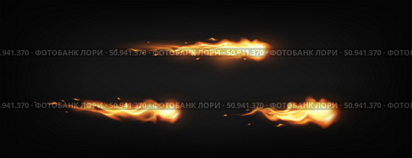 Three fire trails on dark background. Стоковая иллюстрация, иллюстратор Андрей Апоев / Фотобанк Лори