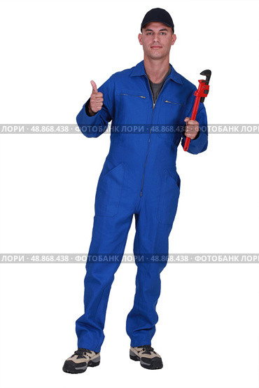 Thumbs up from a plumber. Стоковое фото, агентство Ingram Publishing / Фотобанк Лори
