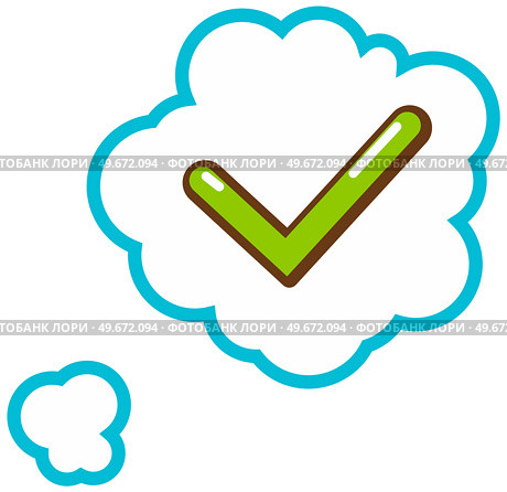 Tick sign element. Green grunge checkmark icon isolated on white background. Mark graphic design. OK button for vote, decision, web. Symbol of correct sign, check mark, approved in speech bubble. Symbol of correct sign, check mark, approved in speech bubble. Yes icon for positive choice sticker. Стоковая иллюстрация, агентство Ingram Publishing / Фотобанк Лори