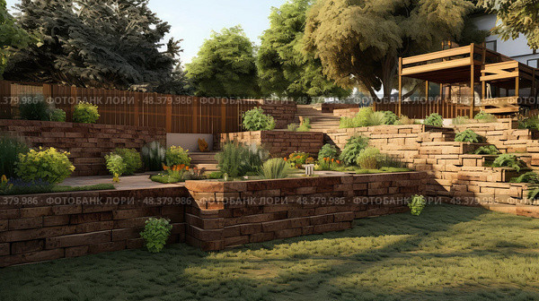timber building retaining wall ai generated. Стоковое AI-изображение, AI-художник Vectorwin / Фотобанк Лори