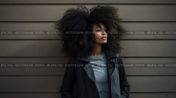 timid shy black woman ai generated. Стоковое AI-изображение, AI-художник Vectorwin / Фотобанк Лори