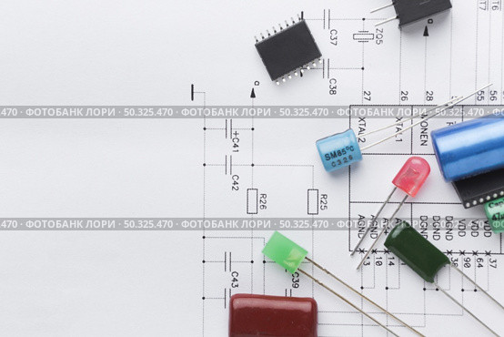 top view electronic components. Resolution and high quality beautiful photo. top view electronic components. High quality and resolution beautiful photo concept. Стоковое фото, агентство Ingram Publishing / Фотобанк Лори