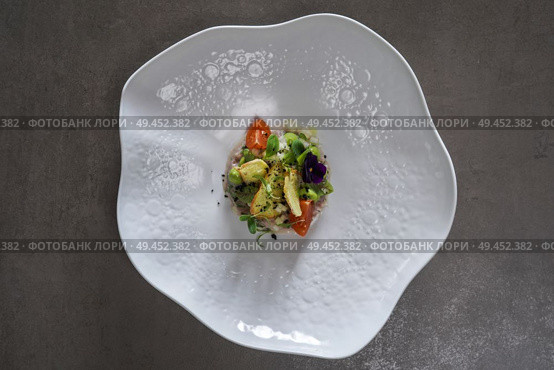 Top view of Beautiful and tasty gourmet food. Стоковое фото, агентство Ingram Publishing / Фотобанк Лори