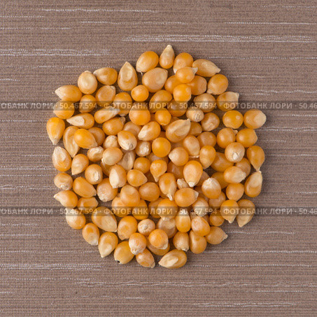 Top view of circle of corn against beige vinyl background. Стоковое фото, агентство Ingram Publishing / Фотобанк Лори