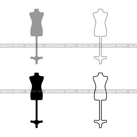 Torso Mannequin tailors dummy silhouette manikin dressmakers set icon grey black color vector illustration image simple flat style solid fill outline contour line thin. Torso Mannequin tailors dummy silhouette manikin dressmakers set icon grey black color vector illustration image flat style solid fill outline contour line thin. Стоковая иллюстрация, агентство Ingram Publishing / Фотобанк Лори