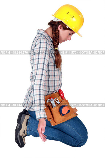 Tradeswoman meditating. Стоковое фото, агентство Ingram Publishing / Фотобанк Лори