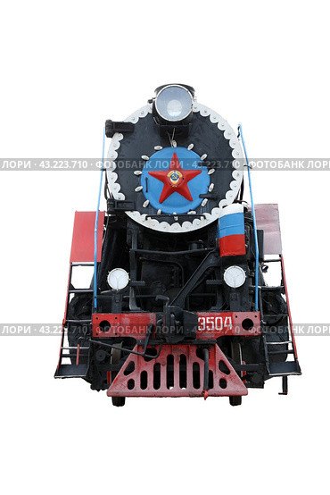 Train with steam locomotive series Ov isolated on white background. Стоковое фото, фотограф Фотограф / Фотобанк Лори