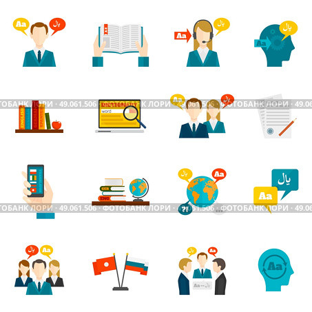 Translation foreign communication and dictionary flat icons set isolated vector illustration. Translation And Dictionary Icons Set. Стоковая иллюстрация, агентство Ingram Publishing / Фотобанк Лори