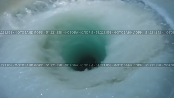 Transparent water spiraling inside ceramic toilet bowl, generating dynamic vortex pattern while descending through drainage system, six frame video sequence. Стоковое AI-видео, аниматор Юрий Поздников / Фотобанк Лори