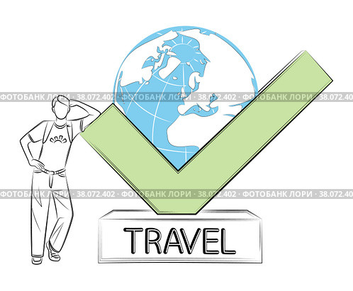 Travel. Editable template about loving anything. Concept of traveling around world without limits. Photo against background of sights. Go on a summer vacation trip. Share your journey on social media. Путешествия. Редактируемый шаблон о любви к чему угодно. Концепция путешествия по миру без ограничений. Фото на фоне достопримечательностей. Отправляйтесь в путешествие на летние каникулы. Поделитесь своим путешествием в социальных сетях. Стоковая иллюстрация, иллюстратор Dmitry Domashenko / Фотобанк Лори