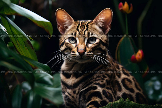 Tropical wild cat. Generate Ai. Стоковое AI-изображение, AI-художник Иван Рябоконь / Фотобанк Лори