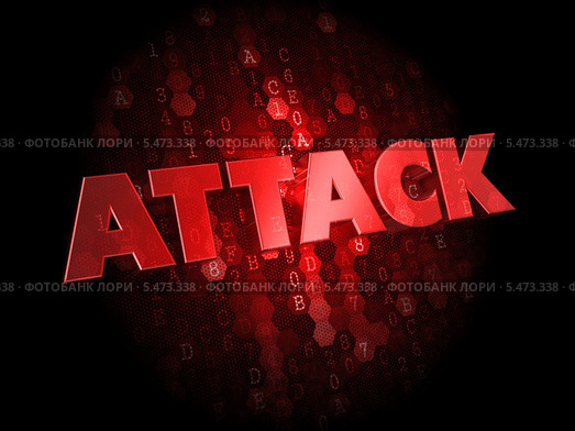 Цифровой фон с красной надписью Attack. Стоковая иллюстрация, иллюстратор Илья Урядников / Фотобанк Лори